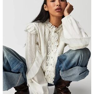 Free People Masai Mar Ruffle Blouse-Ivory